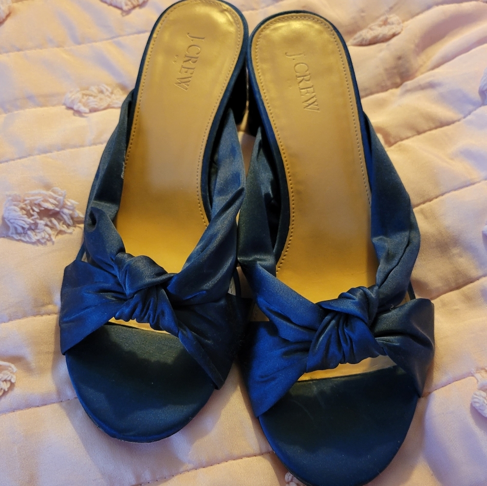 Jcrew Navy Satin Slides
